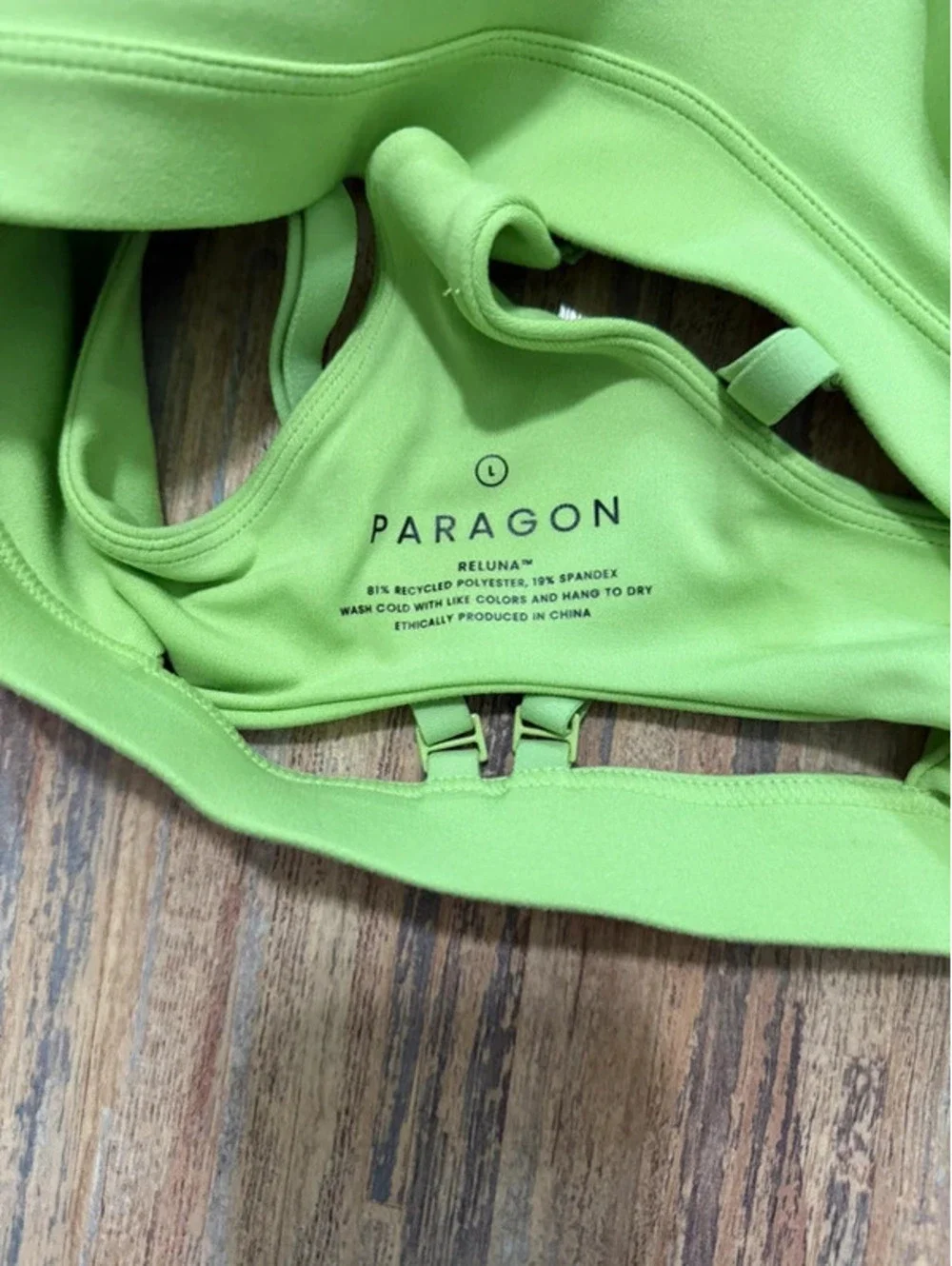 Paragon reluna sports bra size large lime green